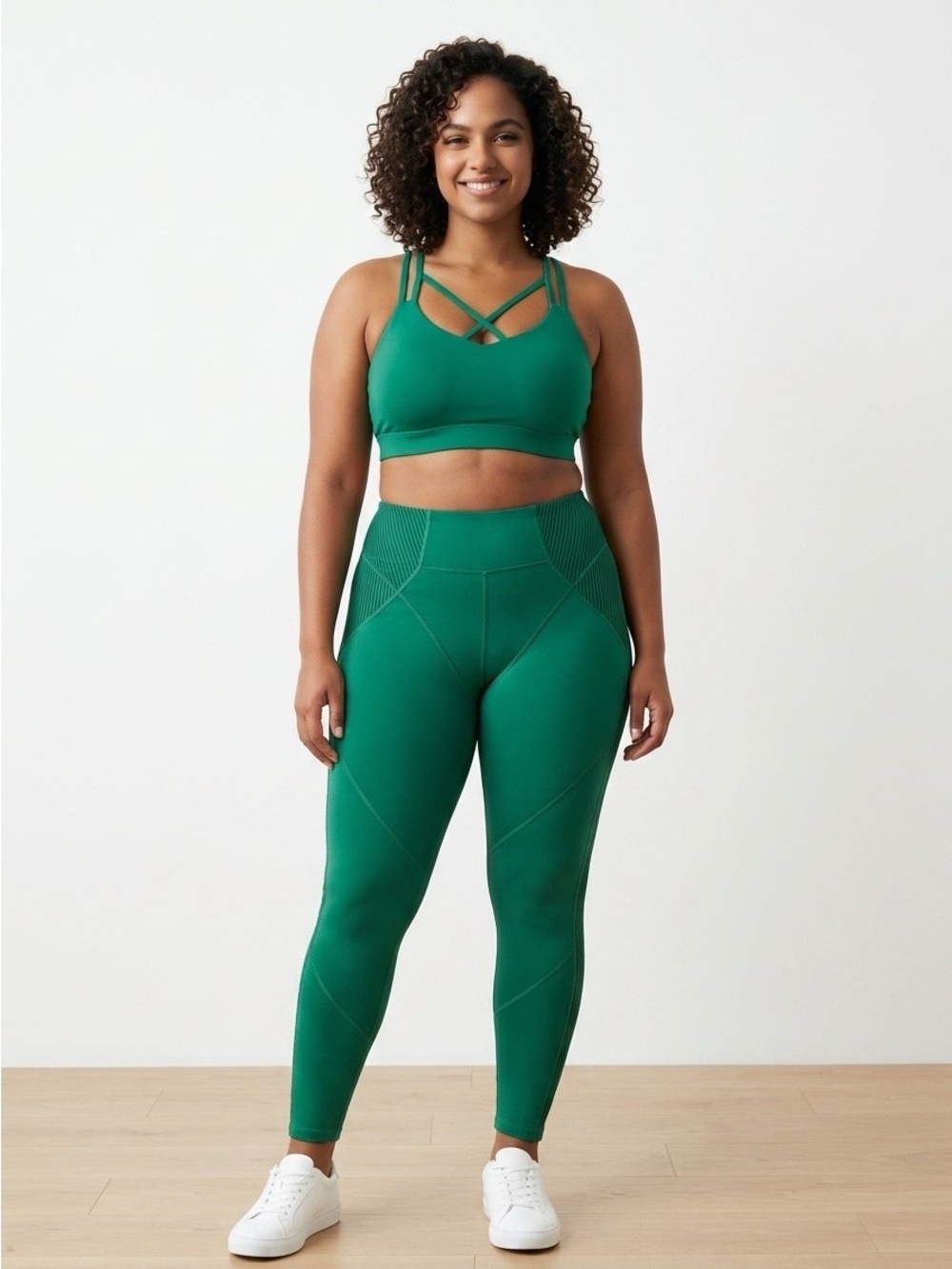 Fabletics Emerald Double-Strap Sports Bra and High-Waist Leggings